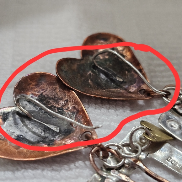 BOLIN “Caged Heart” Mixed Metal Earrings 925 Rare Artisan - Picture 13 of 14